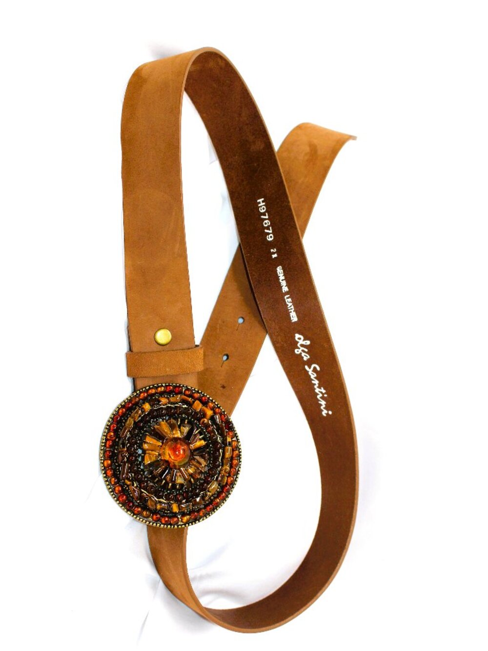 Olga Santini 100% Leather Boho, Chic, Cowgirl, Classy 2x Belt H97679~ EUC!